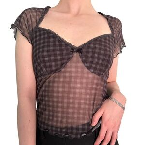 Sheer Plaid Baby Tee